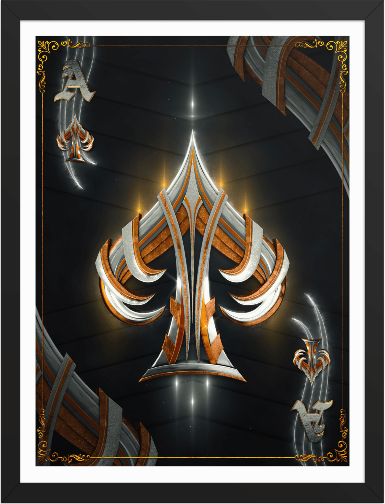 POSTER GAMES POKER CARDS ACE SWORD BLACK 3D
