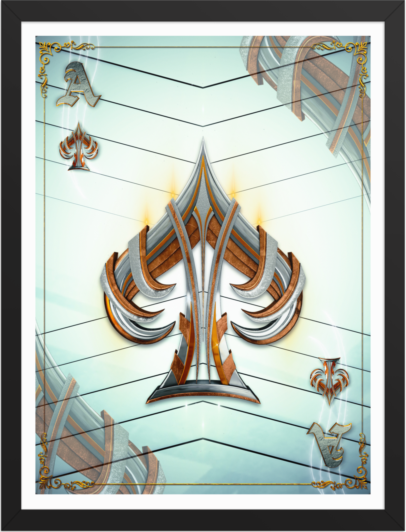 POSTER GAMES POKER CARDS ACE SWORD WHITE 3D