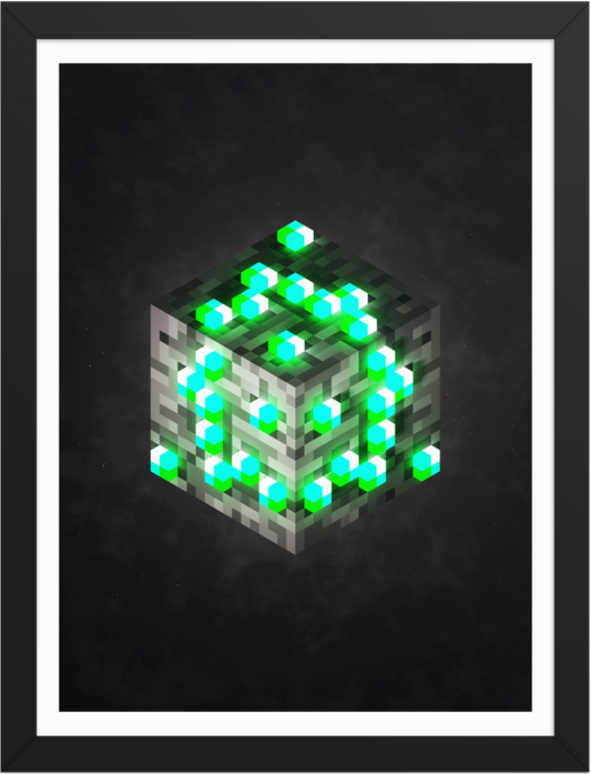 POSTER GAMES MINECRAFT CUBE ORES EMERALD VOXEL ART