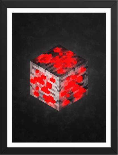 POSTER GAMES MINECRAFT CUBE ORES RED STONE VOXEL ART