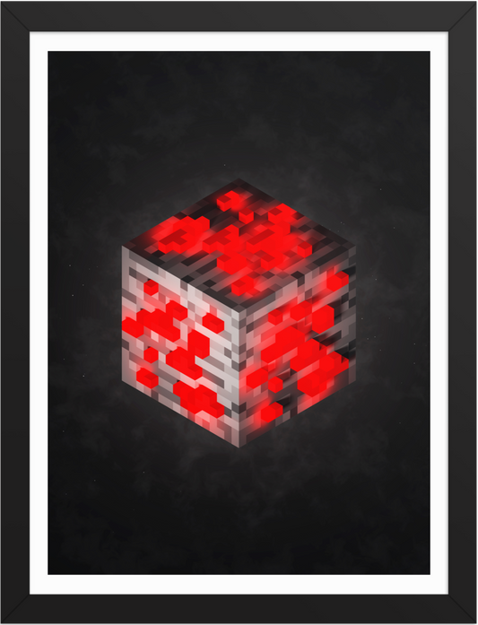 POSTER GAMES MINECRAFT CUBE ORES RED STONE VOXEL ART