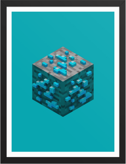 POSTER GAMES MINECRAFT ORES DIAMOND VOXEL ART