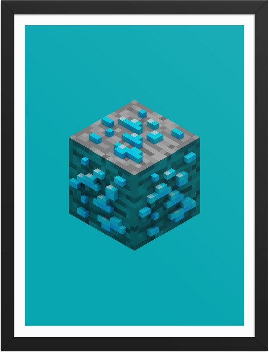 POSTER GAMES MINECRAFT ORES DIAMOND VOXEL ART