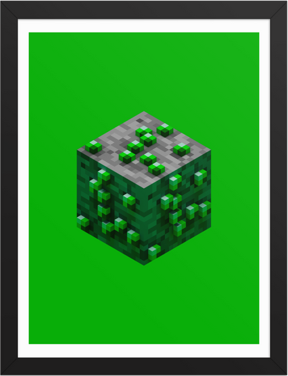 POSTER GAMES MINECRAFT ORES EMERALD VOXEL ART