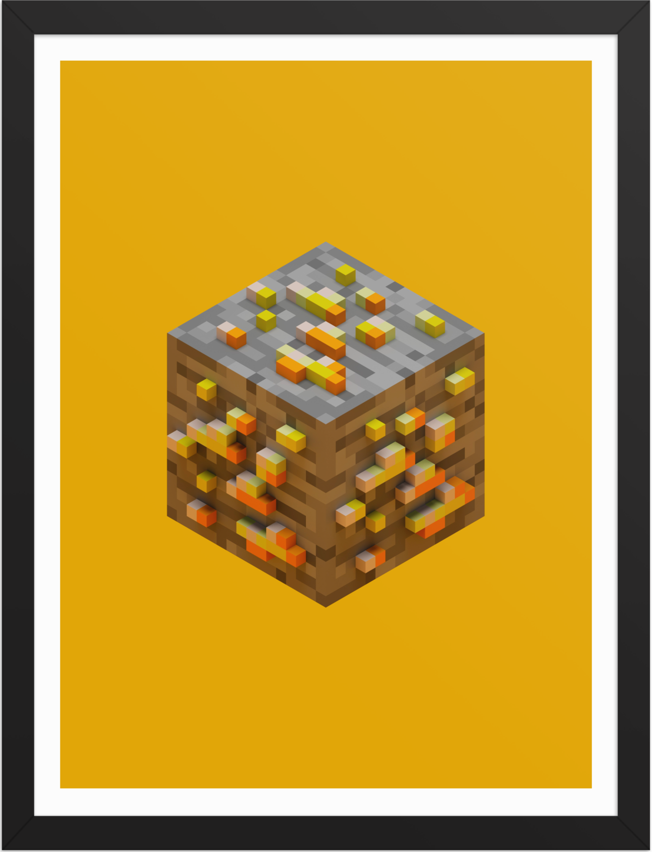 POSTER GAMES MINECRAFT ORES GOLD VOXEL ART