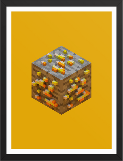 POSTER GAMES MINECRAFT ORES GOLD VOXEL ART