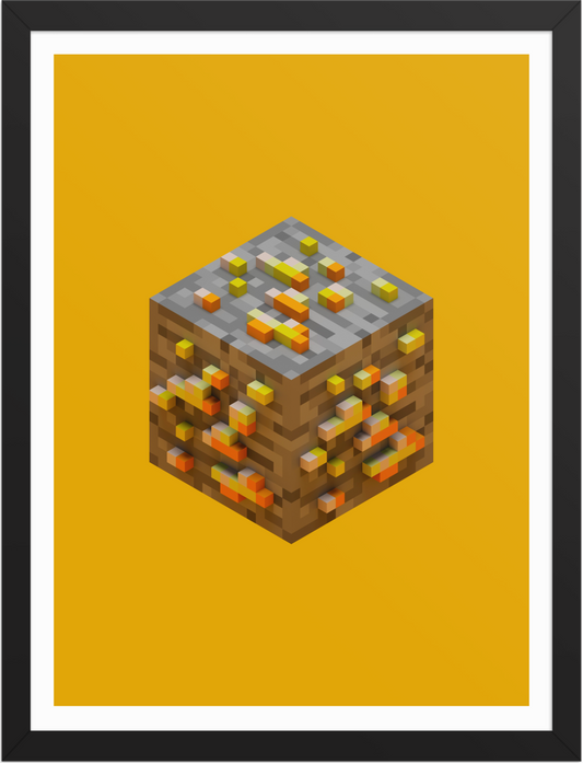 POSTER GAMES MINECRAFT ORES GOLD VOXEL ART