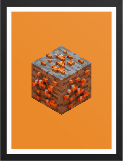POSTER GAMES MINECRAFT ORES IRON VOXEL ART