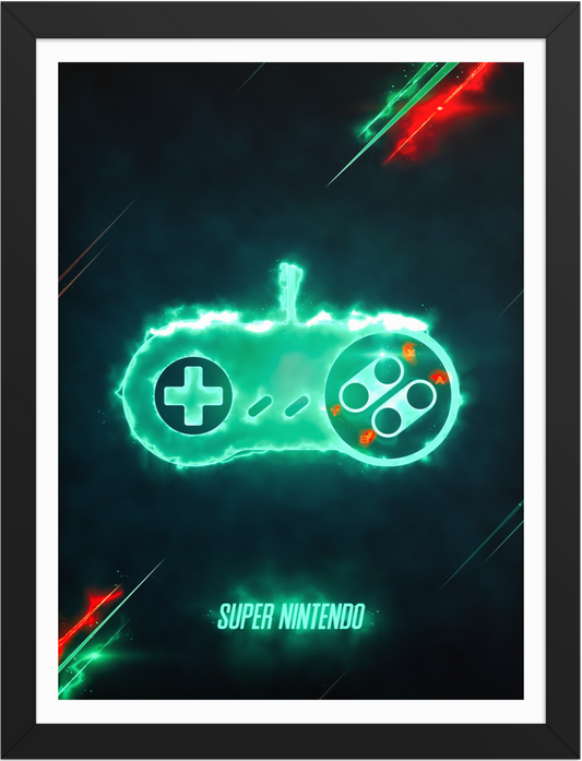 POSTER GAMES SUPER NINTENDO CONTROL ENERGY ILLUSTRATION