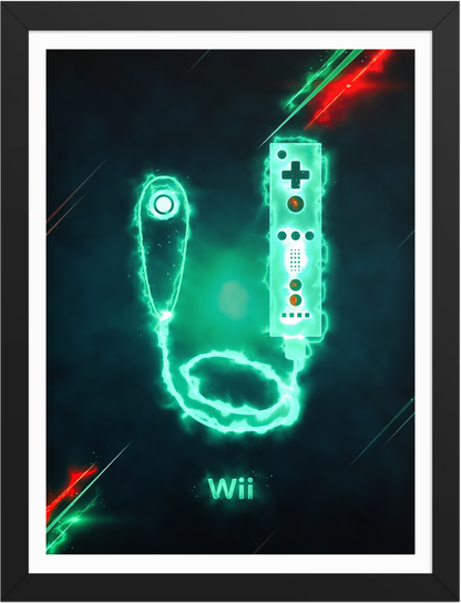 POSTER GAMES NINTENDO WII REMOTE & NUNCHUK CONTROL ENERGY ILLUSTRATION